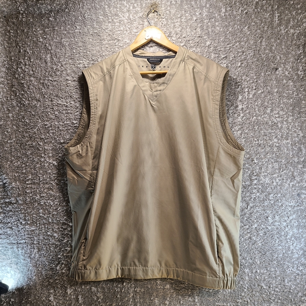 Nike Lightweight Golf Windbreaker Performance Layer Vest Beige Men's Size Large